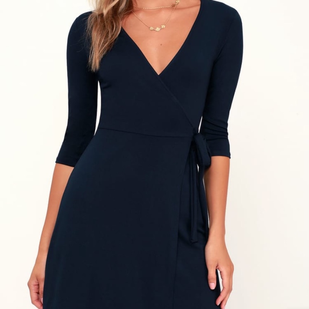 Lulus Navy Wrap Dress
